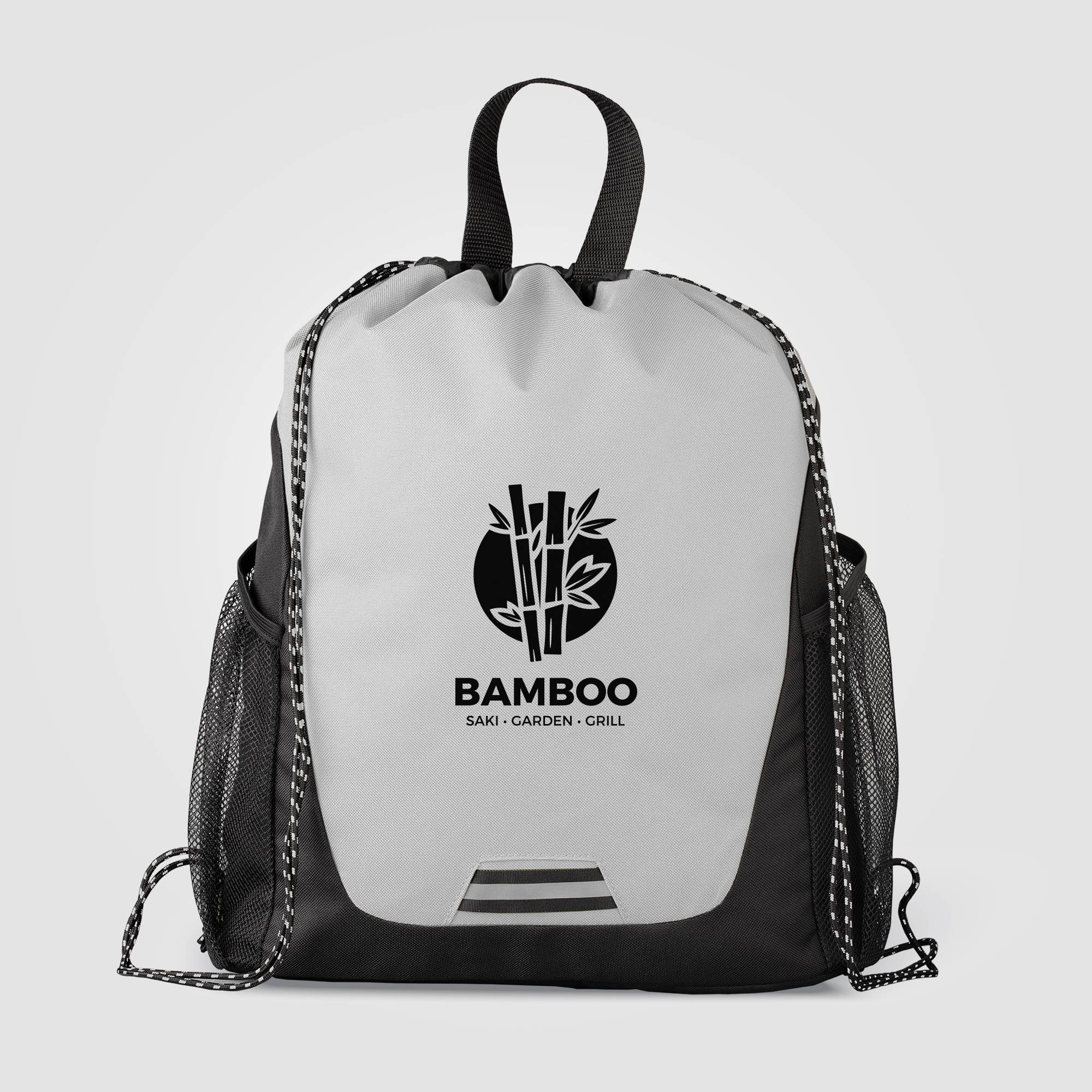 Sac à dos à cordon en polyester recyclé personnalisable Jotun Gris clair